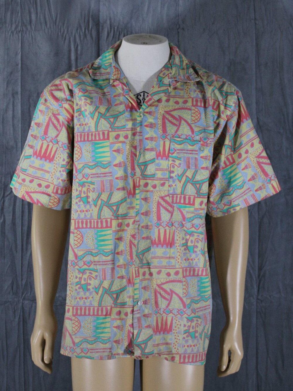 Vintage Button Down Shirt - Patel Colour Tribal Patterns - Men's Medium